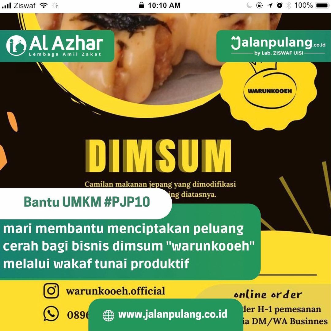 Membantu menciptakan peluang bagi Bisnis Dimsum melalui wakaf tunai produktif 